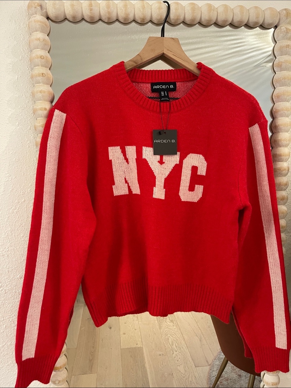 Arden B Red Sweater with NYC Lettering size small NWT